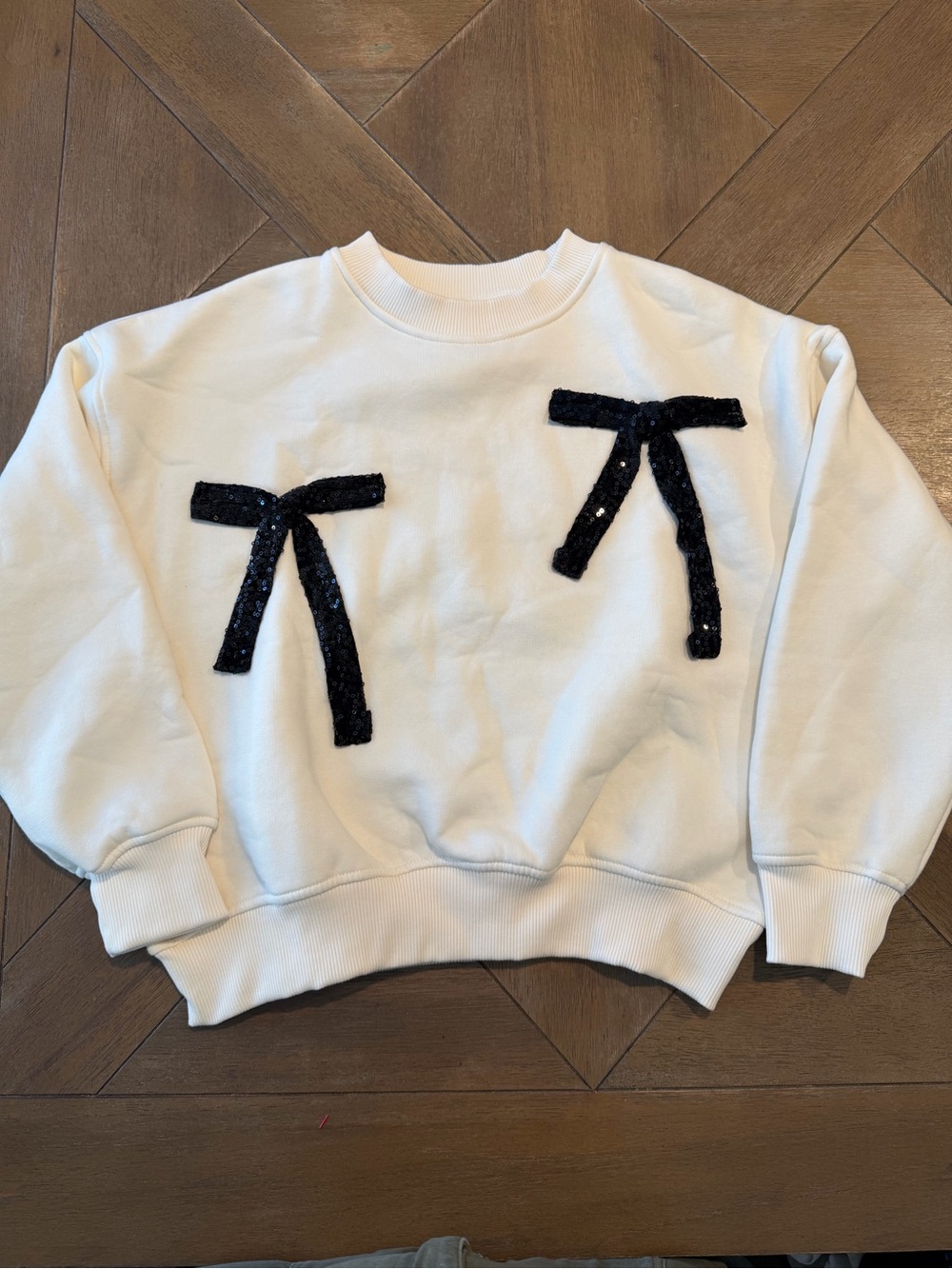 Zara Kids White Sweater with Black Bows Size 11-12y NWT